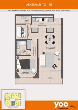 YOO Punta del Este. 1 1/2 dormitorio